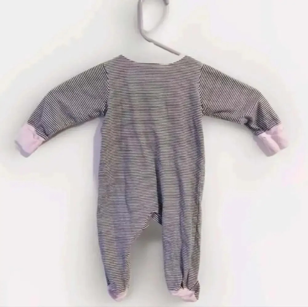Gerber Baby Girls Bunny Sleep Size 0-3 Months Pink/Black/Grey EUC